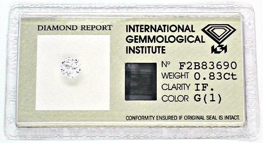 Foto 1 - Diamant IGI 0,83ct Lupenrein Top Wesselton G, D5428