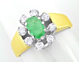 Foto 1 - Smaragd Brillant Damen Ring, 14K/585 Bicolor, S8757