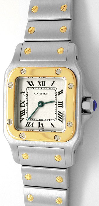 Foto 1 - Original Cartier Santos Galbee, Damen Uhr in Stahl-Gold, U1778